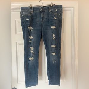TORRID bombshell skinny ripped jeans; length is short; rarely worn
